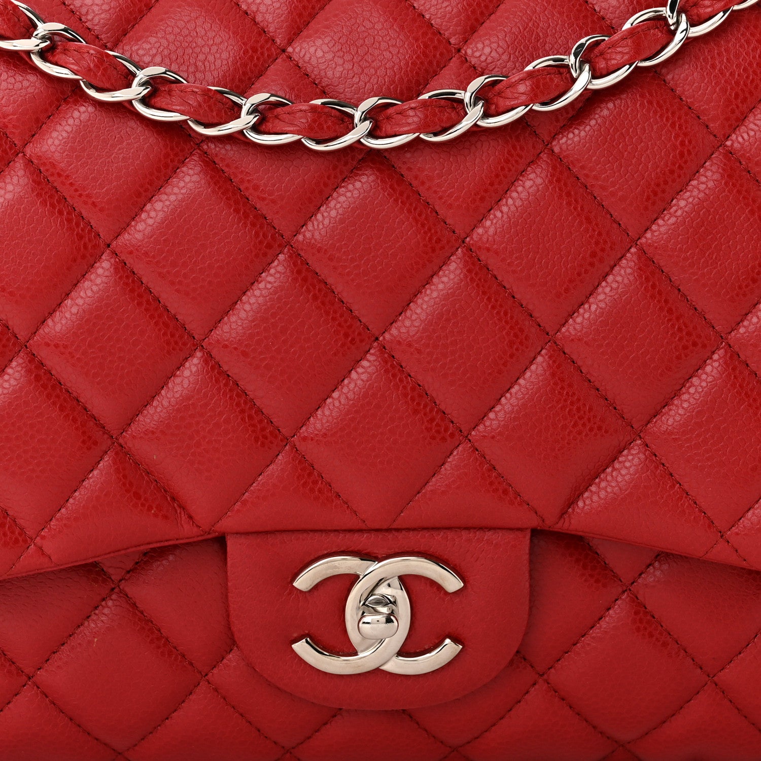 Chanel Caviar Quilted Maxi Double Flap Dark Red 8 of 10