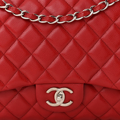 Chanel Caviar Quilted Maxi Double Flap Dark Red 8 of 10
