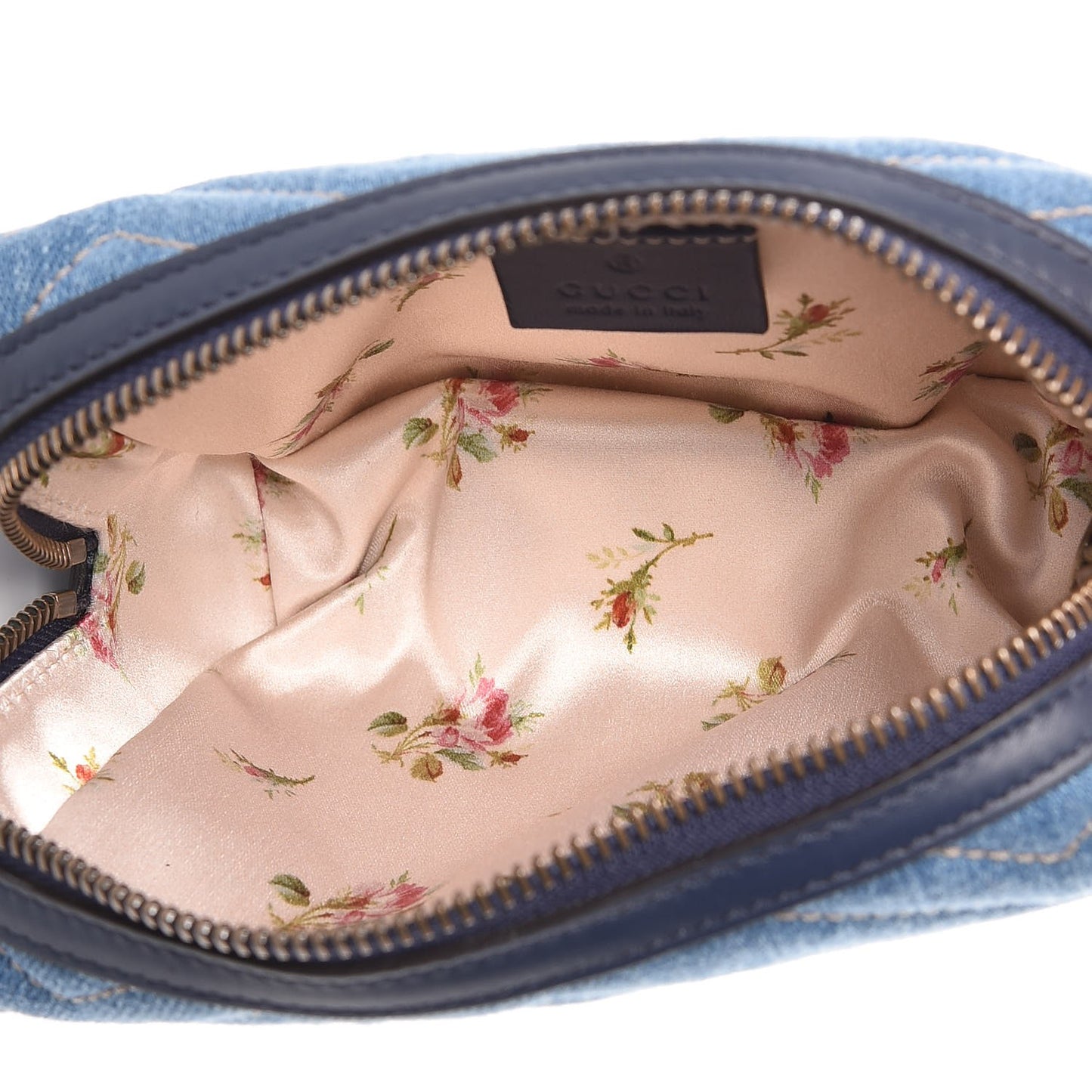 Denim Matelasse Flower Japan Limited GG Marmont Cosmetic Case Blue