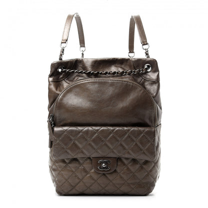 Chanel Metallic Lambskin Quilted Drawstring Backpack Brown 1 of 9
