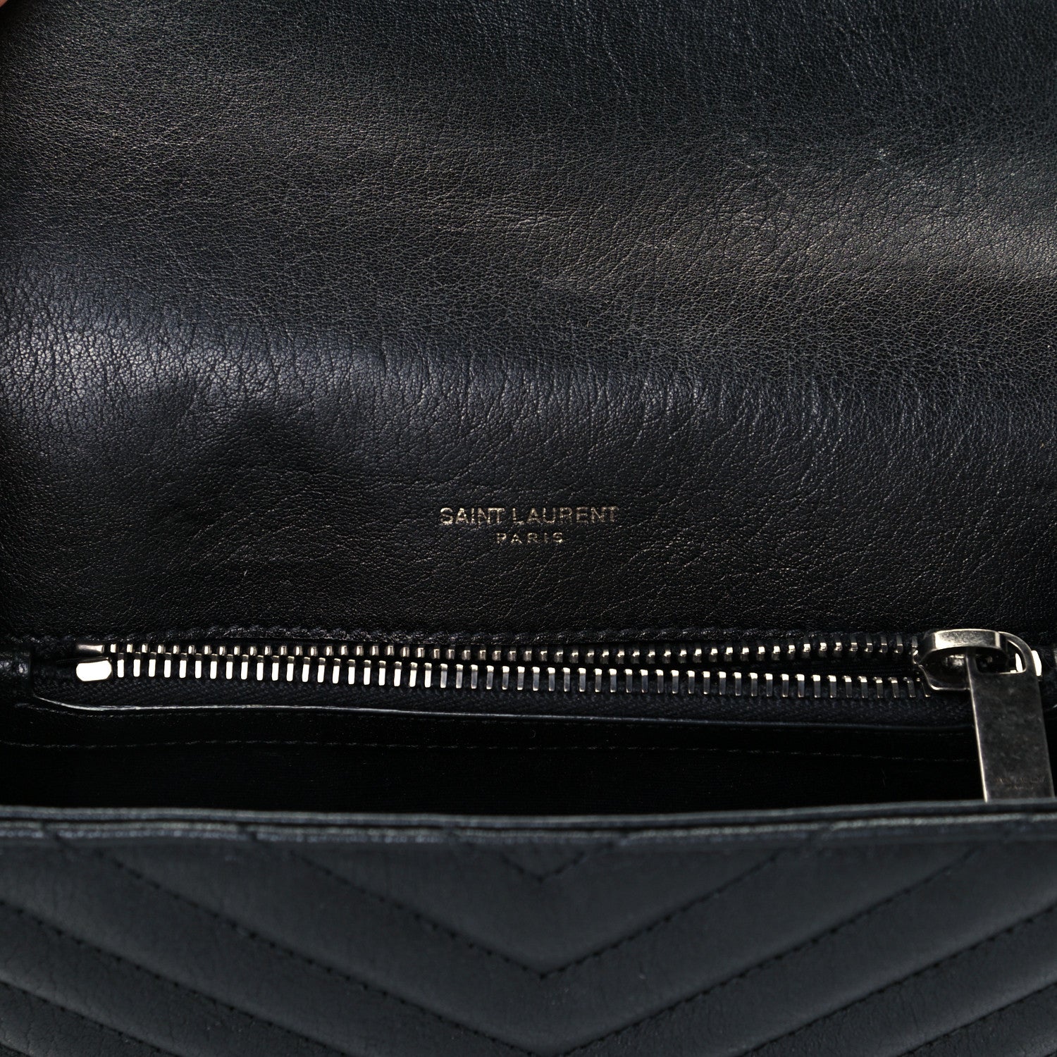 Saint Laurent Sheepskin Matelasse Chevron Monogram Medium College Bag Black 5 of 11