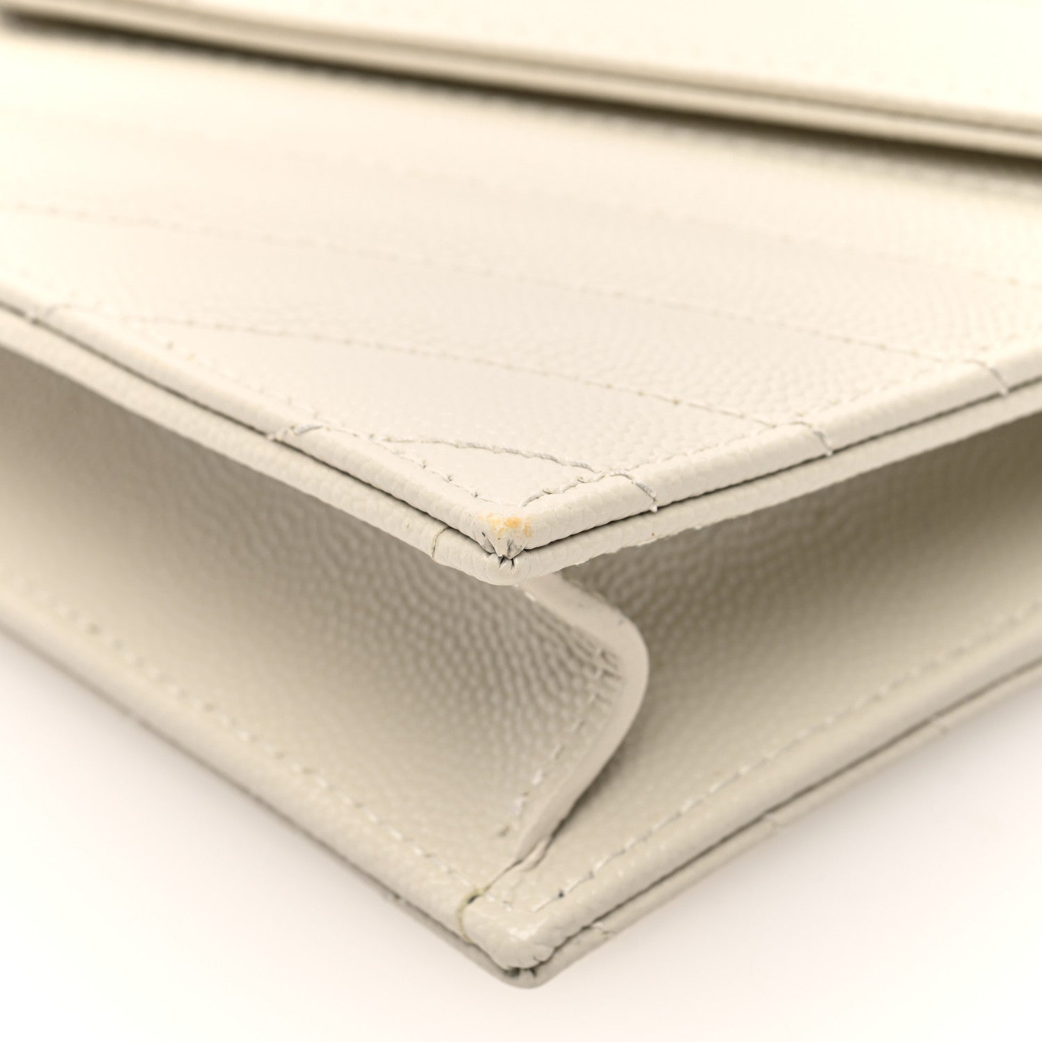Saint Laurent Grain De Poudre Matelasse Chevron Monogram Envelope Chain Wallet Crema Soft 9 of 9