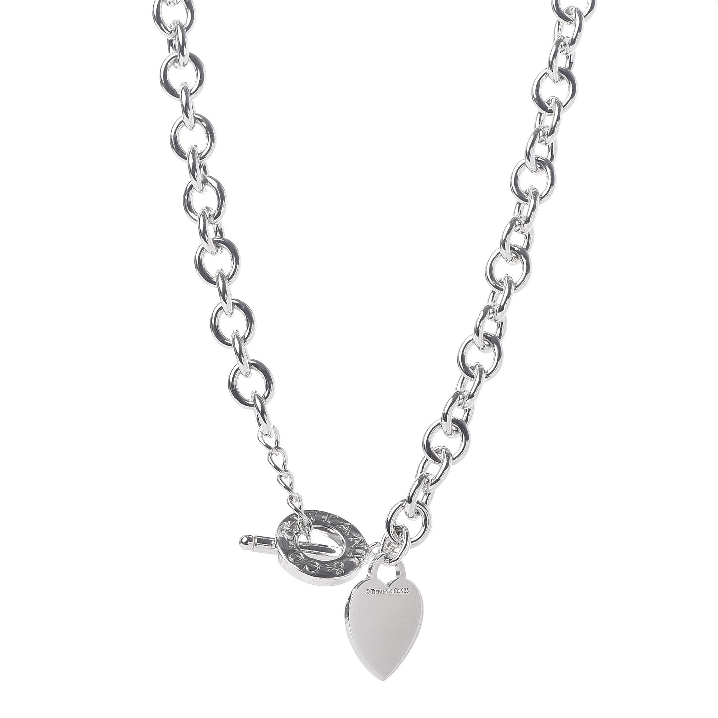 Sterling Silver Heart Tag Toggle Necklace