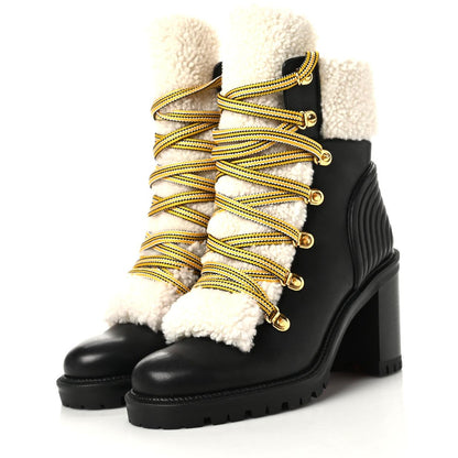 Christian Louboutin Calfskin Shearling Yetita 70 Hiker Booties 36.5 Black 3 of 6