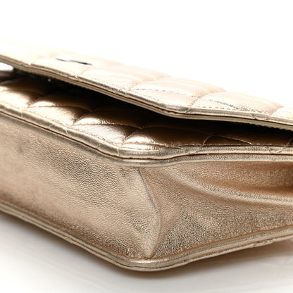 Chanel Metallic Lambskin Quilted Wallet On Chain WOC Gold Black 11 of 13