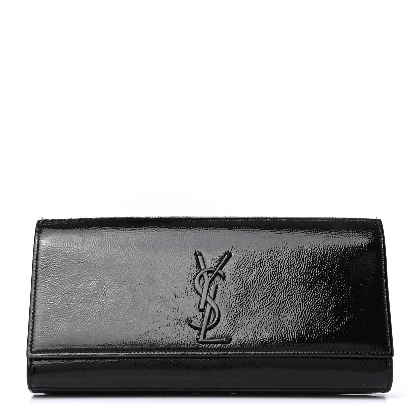 Textured Patent Classic Monogram Clutch Black