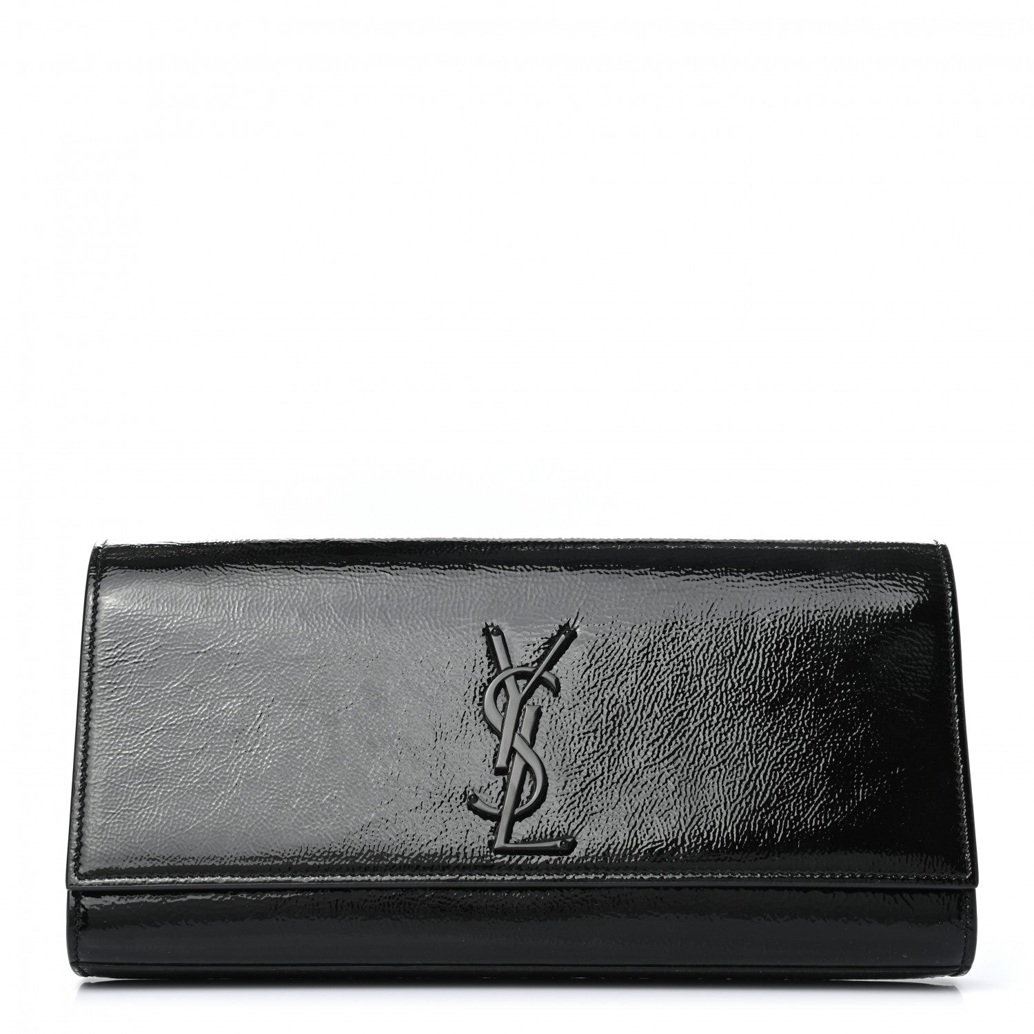 Saint Laurent Textured Patent Classic Monogram Clutch Black 1 of 5