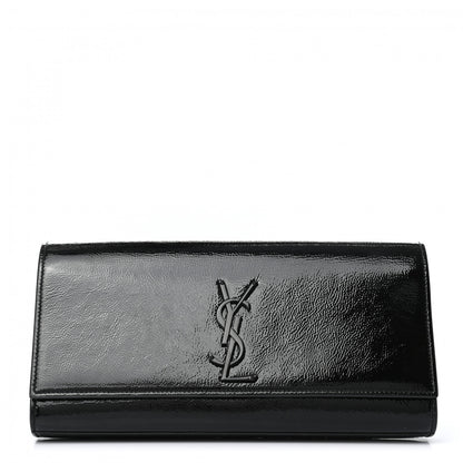 Saint Laurent Textured Patent Classic Monogram Clutch Black 1 of 5