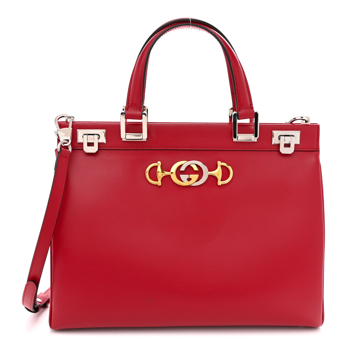 Shibuya Calfskin Medium Zumi Top Handle Bag Hibiscus Red