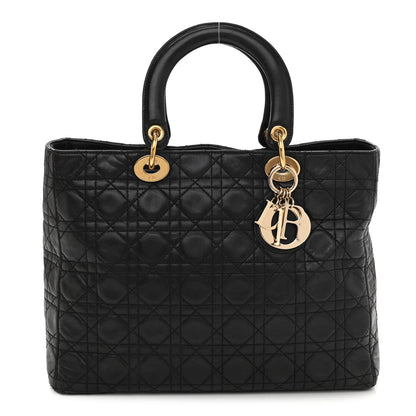 Christian Dior Lambskin Cannage Large Lady Dior Black 1 of 9