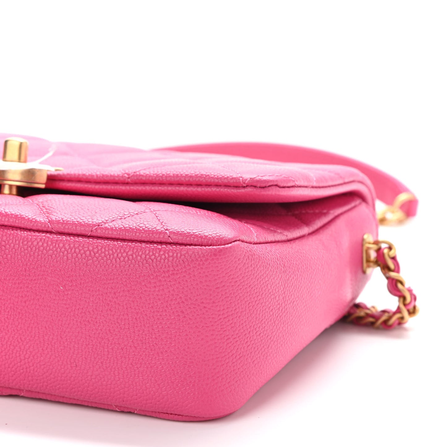 Shiny Caviar Quilted Small Chain Melody Flap Dark Pink
