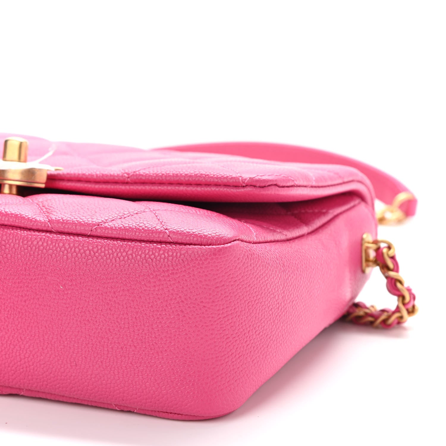 Chanel Shiny Caviar Quilted Small Chain Melody Flap Dark Pink 9 of 9