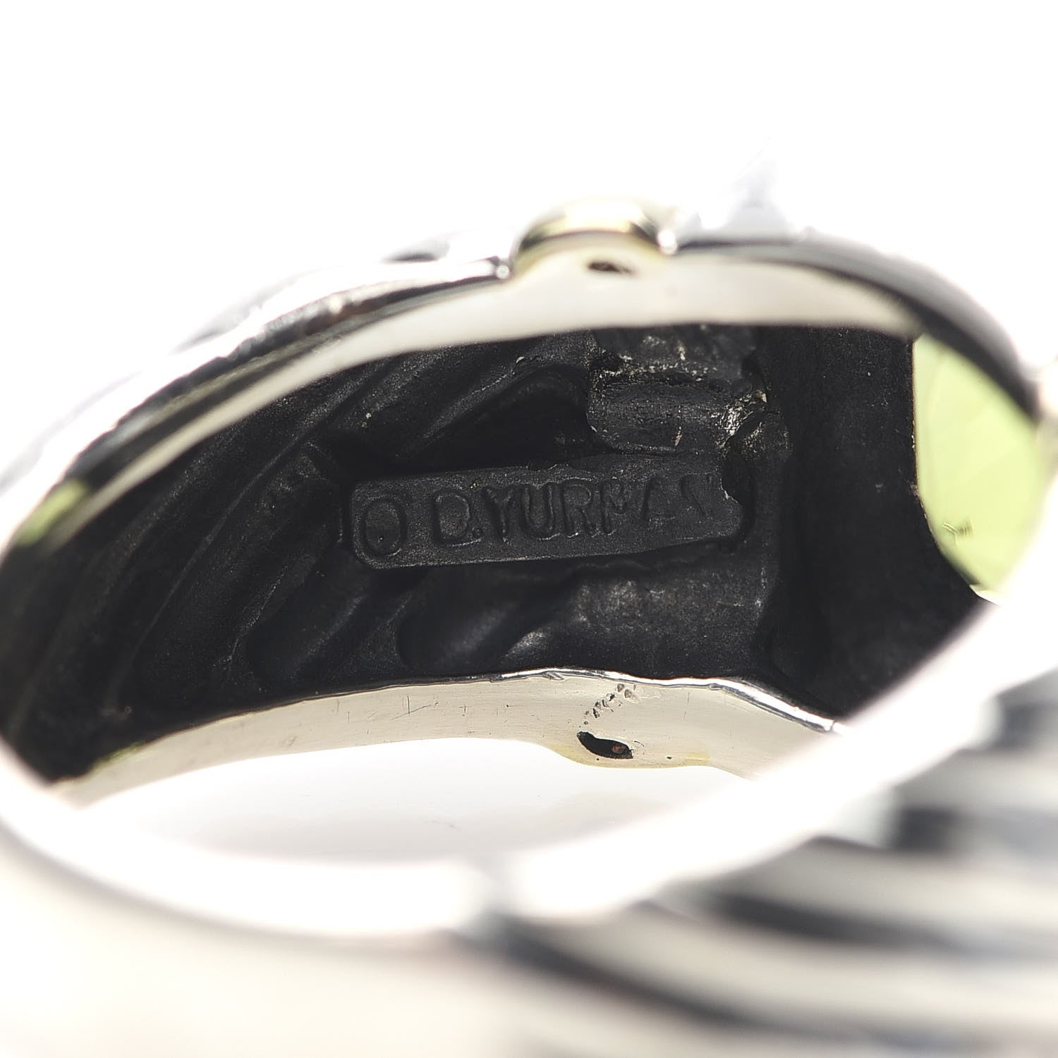David Yurman Sterling Silver 14K Yellow Gold Peridot 7mm Noblesse Ring 53 6.5 5 of 6