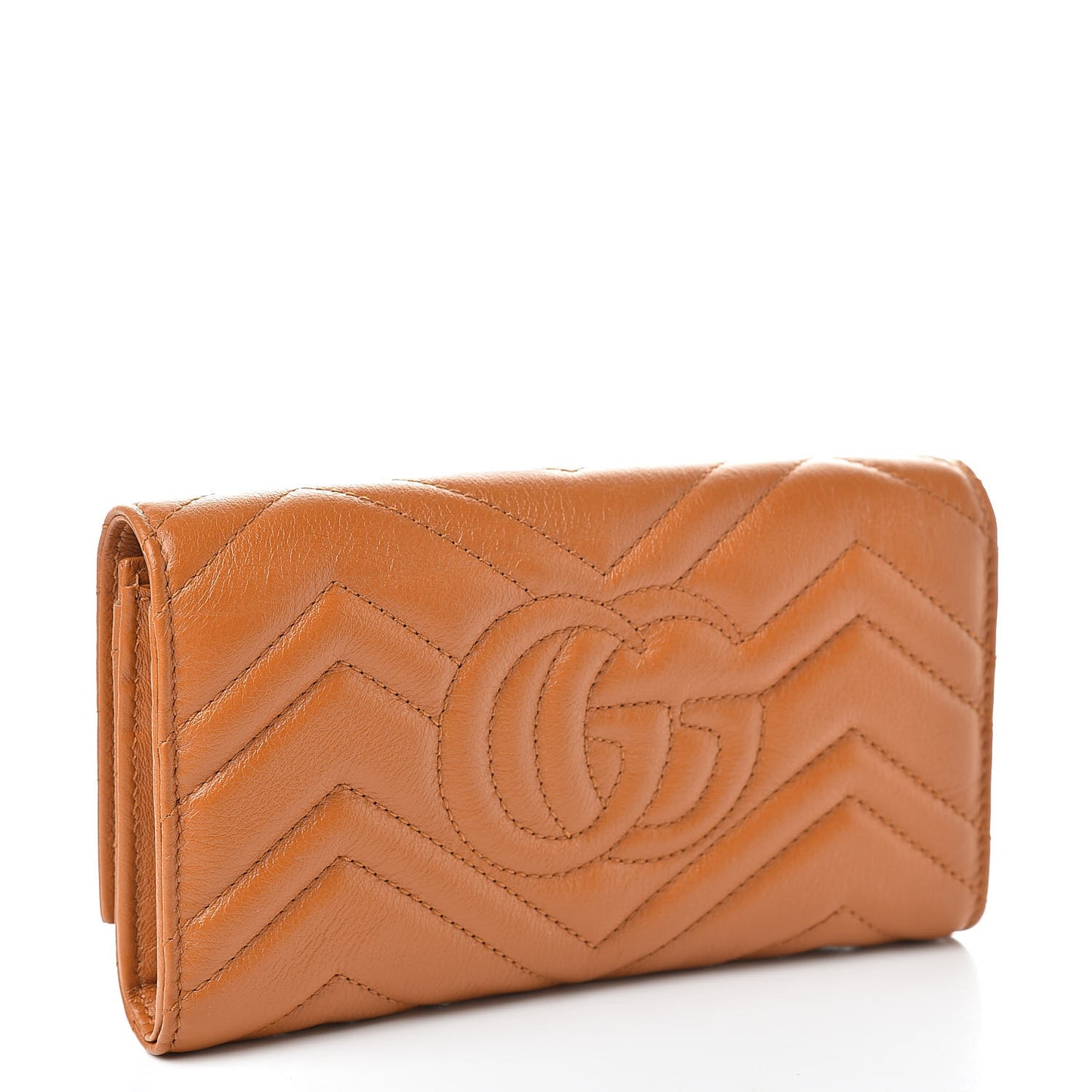 Calfskin Matelasse GG Marmont Continental Wallet Cognac