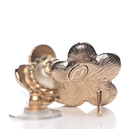 Chanel Pearl CC Flower Earrings Gold 4 of 5