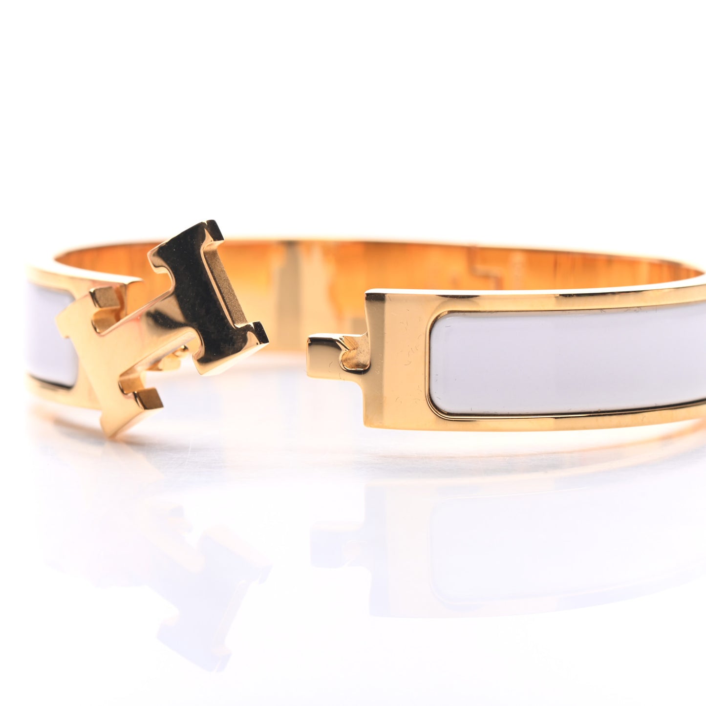 Enamel Narrow Clic Clac H Bracelet PM White