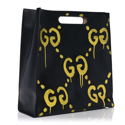 Gucci Calfskin GucciGhost Real Large XL Tote Black Yellow 3 of 9