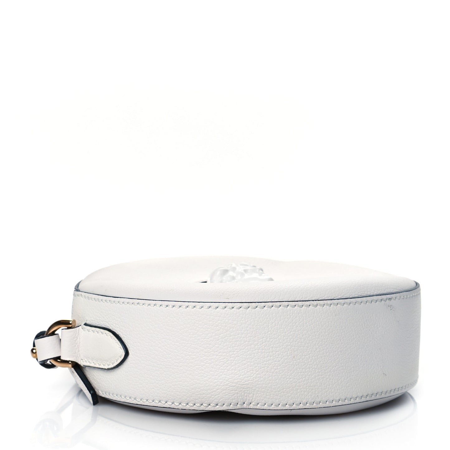 Calfskin La Medusa Round Camera Bag White