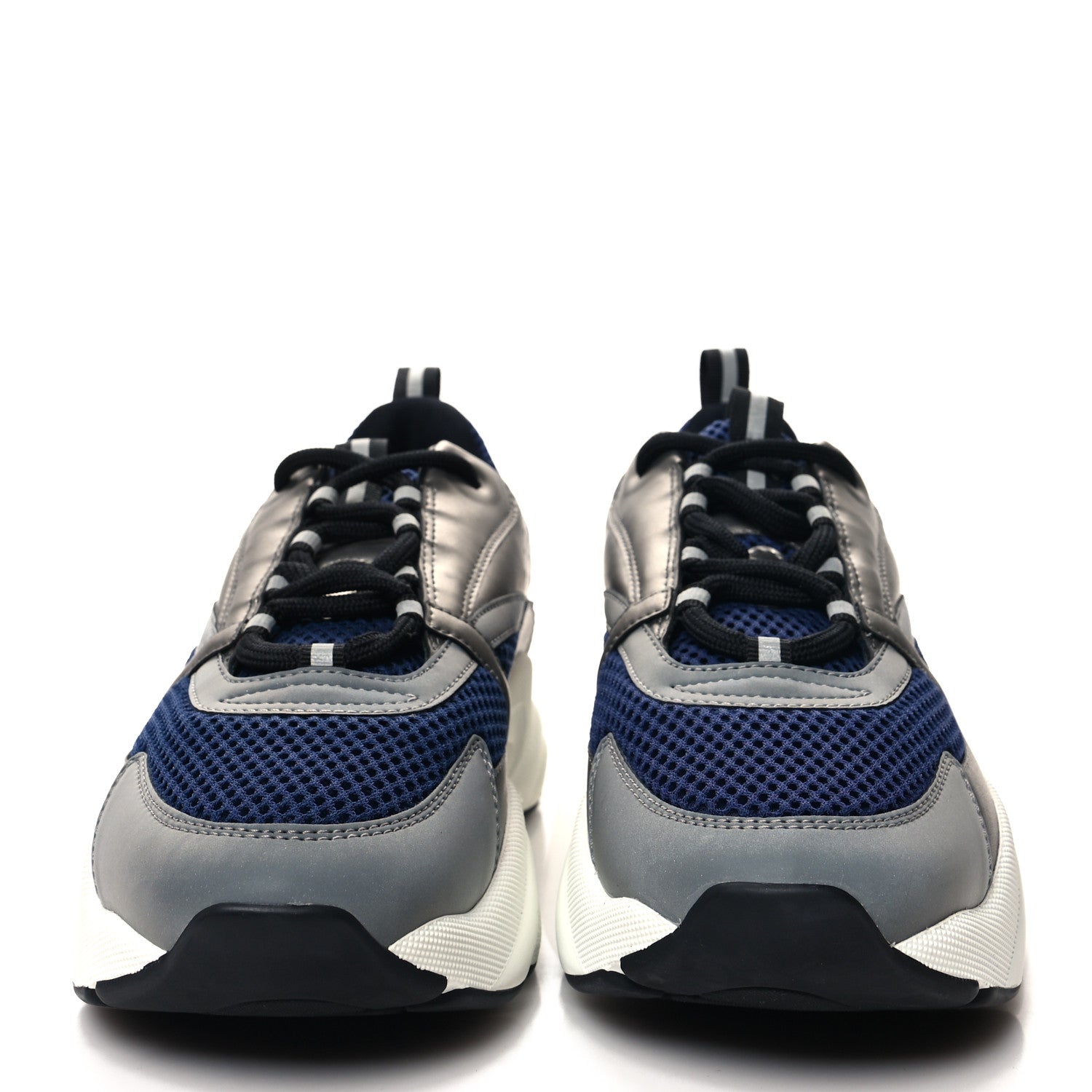 Christian Dior Technical Mesh Calfskin Mens B22 Sneakers 42 Silver Blue White 2 of 9