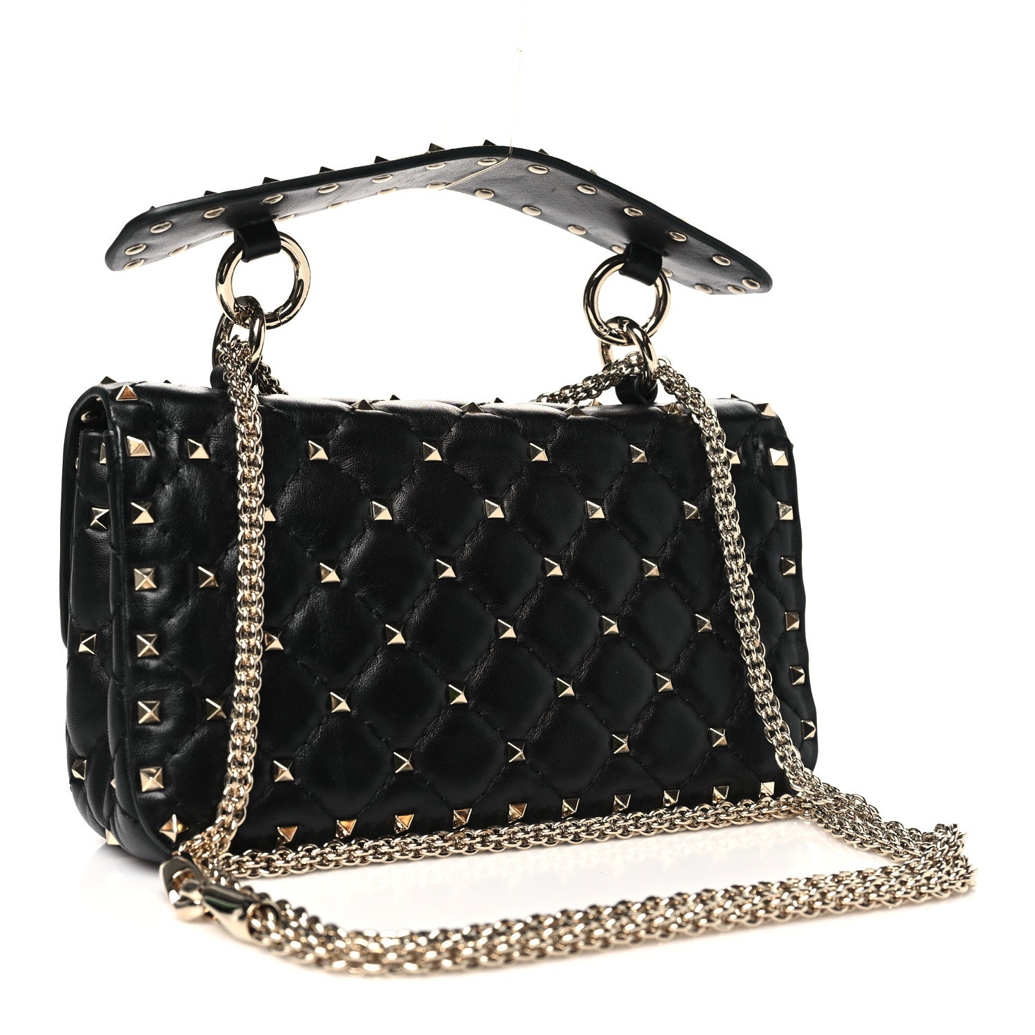 Valentino Garavani Craquele Nappa Small Rockstud Spike Shoulder Bag Black 3 of 9