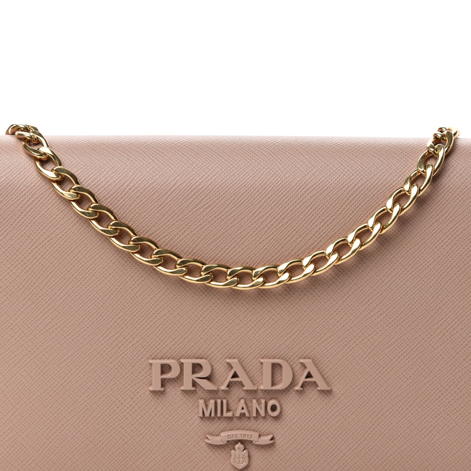 Prada Saffiano Lux Monocrome Chain Wallet Cipria 11 of 11