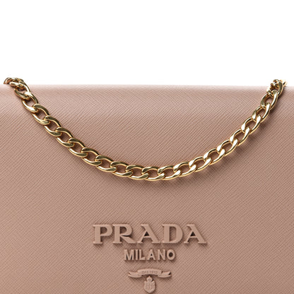 Prada Saffiano Lux Monocrome Chain Wallet Cipria 11 of 11