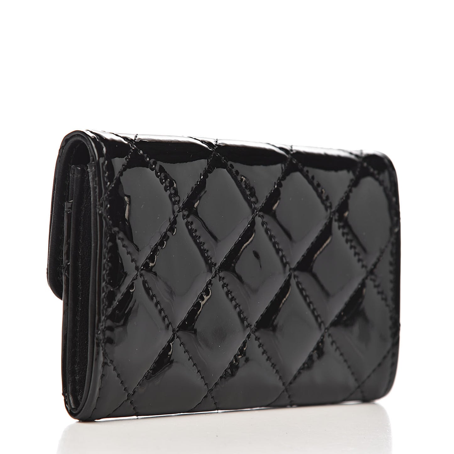 Patent Quilted Reissue Flap Card Holder So Black