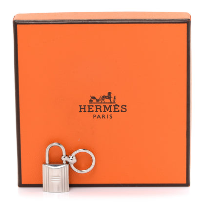 Hermes Permabrass Mini Loop Charms Cadenas Scarf Ring Silver 4 of 4