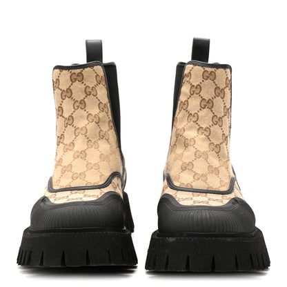 Gucci Monogram GG Mens Novo GG Canvas Chelsea Boots 10 Camel Ebony Black 2 of 10