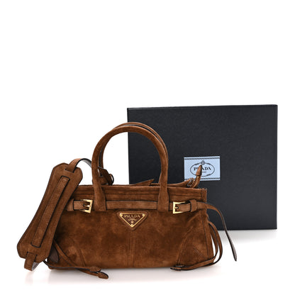 Prada Suede Triangle Mini Bonnie Shoulder Bag Cacao 11 of 11