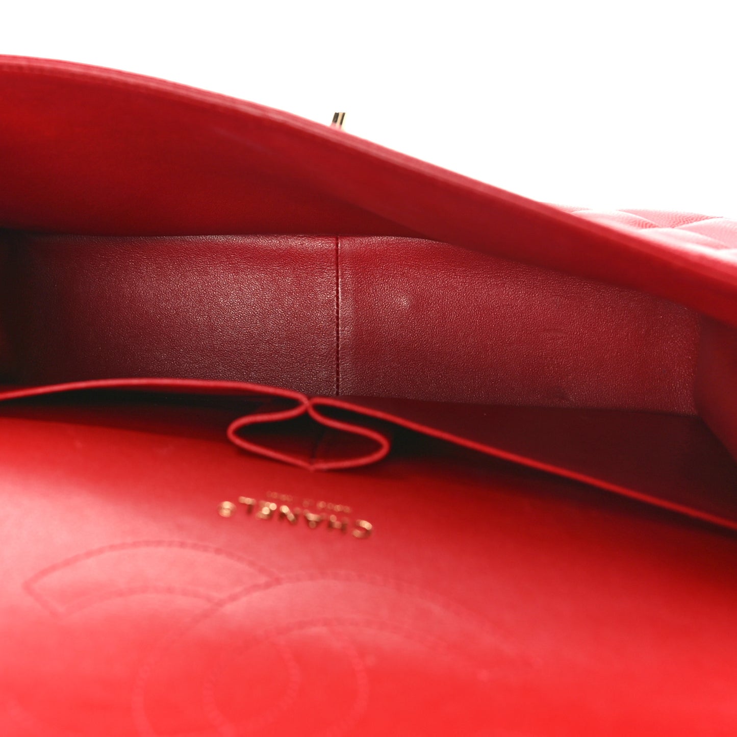 Caviar Quilted Jumbo Double Flap Red