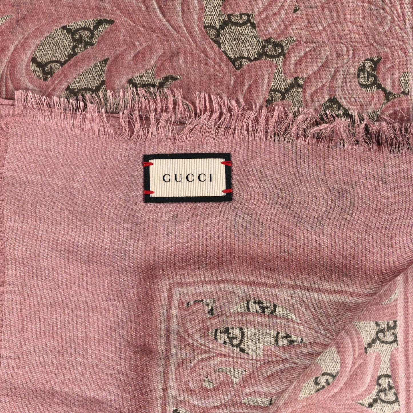 Modal Silk GG Monogram Big Arabesque Shawl Beige Pink