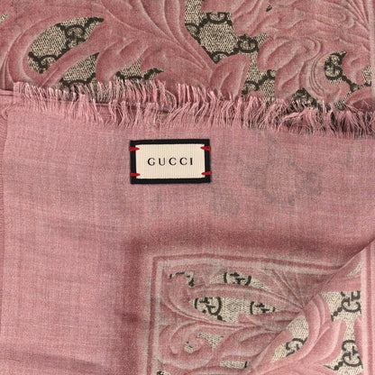 Gucci Modal Silk GG Monogram Big Arabesque Shawl Beige Pink 2 of 3