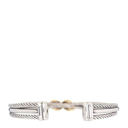 David Yurman Sterling Silver 18K Yellow Gold 7mm Crossover X Bracelet 3 of 4