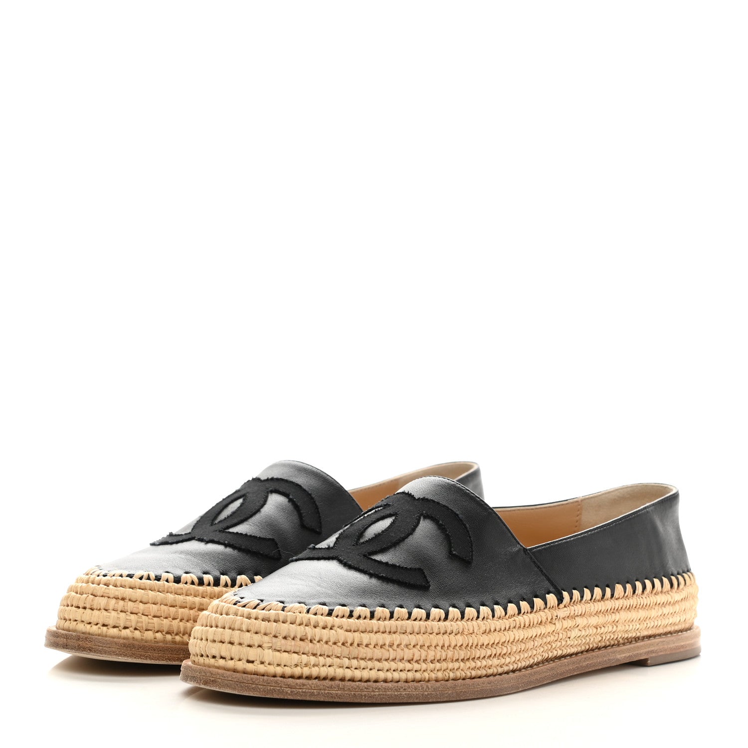 Chanel Lambskin Grosgrain CC Espadrilles 40 Black 3 of 10