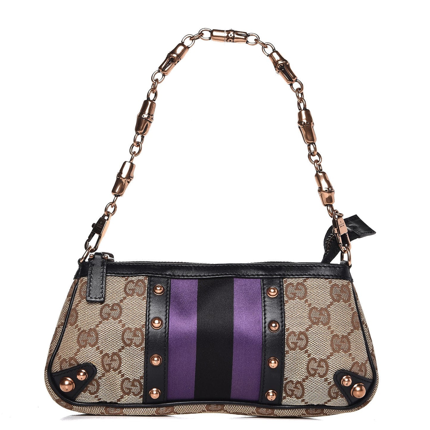 Monogram Web Studded Chain Clutch Purple