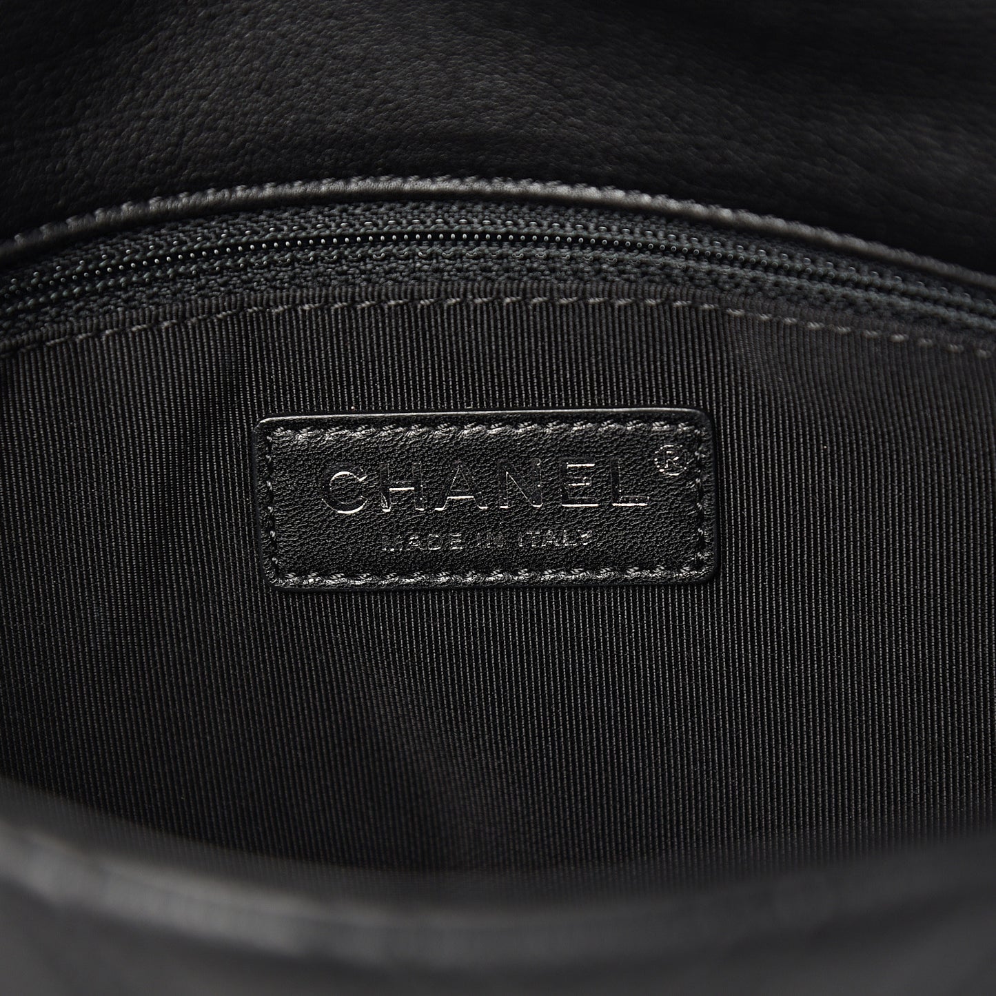 Calfskin Studded Chevron Quilted Wars Flap Black