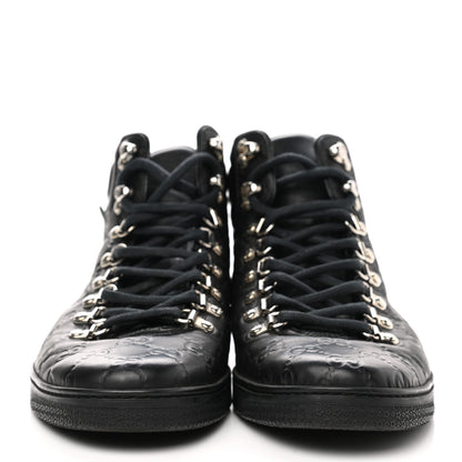 Gucci Guccissima Web High Top Sneakers 7 Black 2 of 8