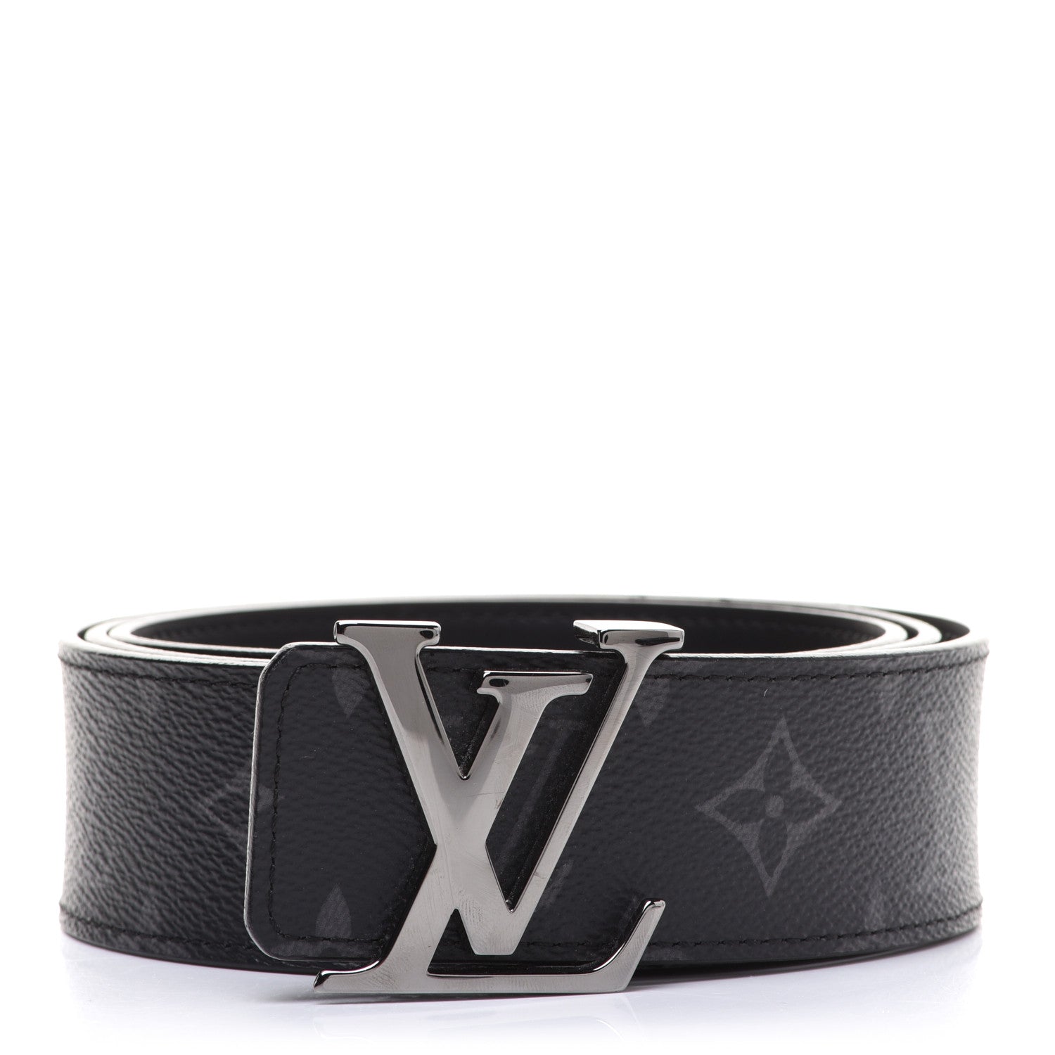 Louis Vuitton Monogram Eclipse Taigarama 40mm LV Initiales Reversible Belt 95 38 Black 1 of 8