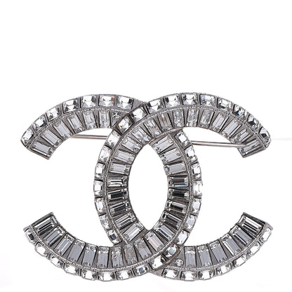 Chanel Baguette Crystal CC Brooch Silver 1 of 5