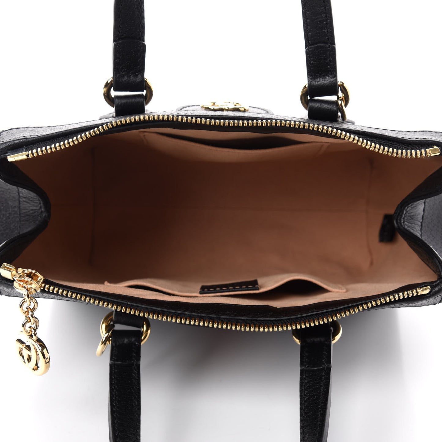 Textured Calfskin Web Small Ophidia Tote Bag Black