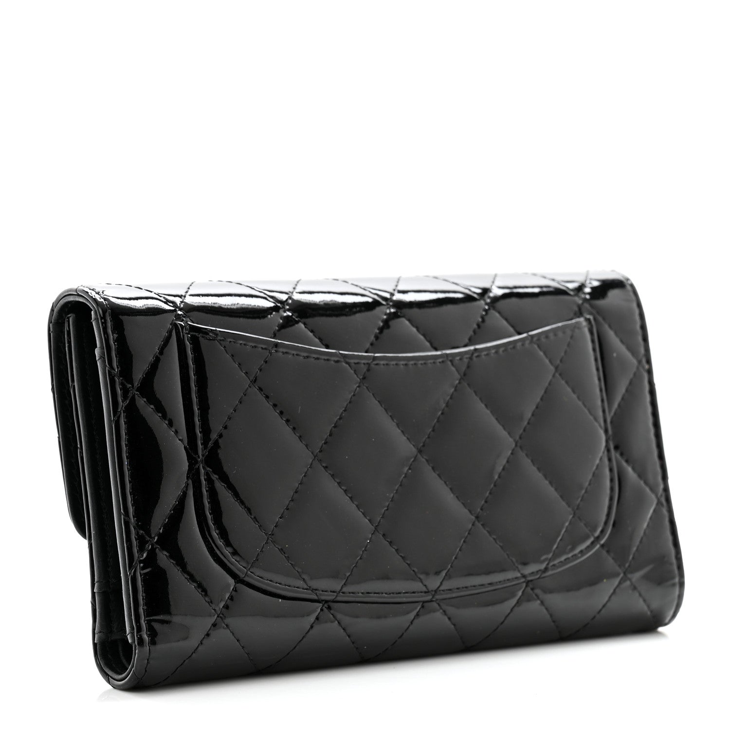 Chanel Patent Quilted Large Flap Wallet Black 4 of 11