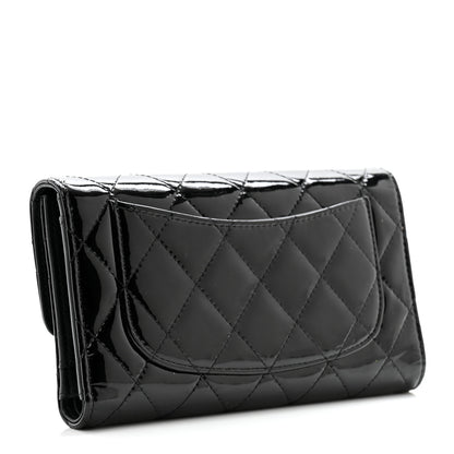 Chanel Patent Quilted Large Flap Wallet Black 4 of 11
