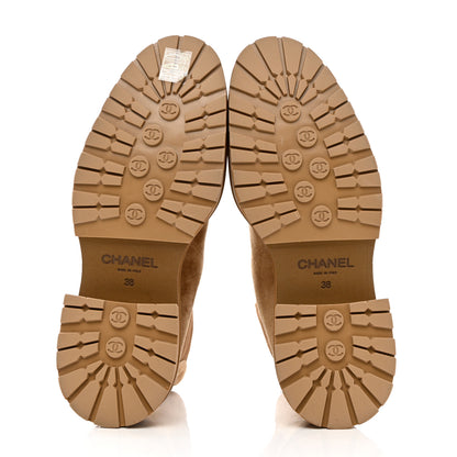 Chanel Suede Lambskin Cap Toe Ankle Boots 38 Light Brown 5 of 9