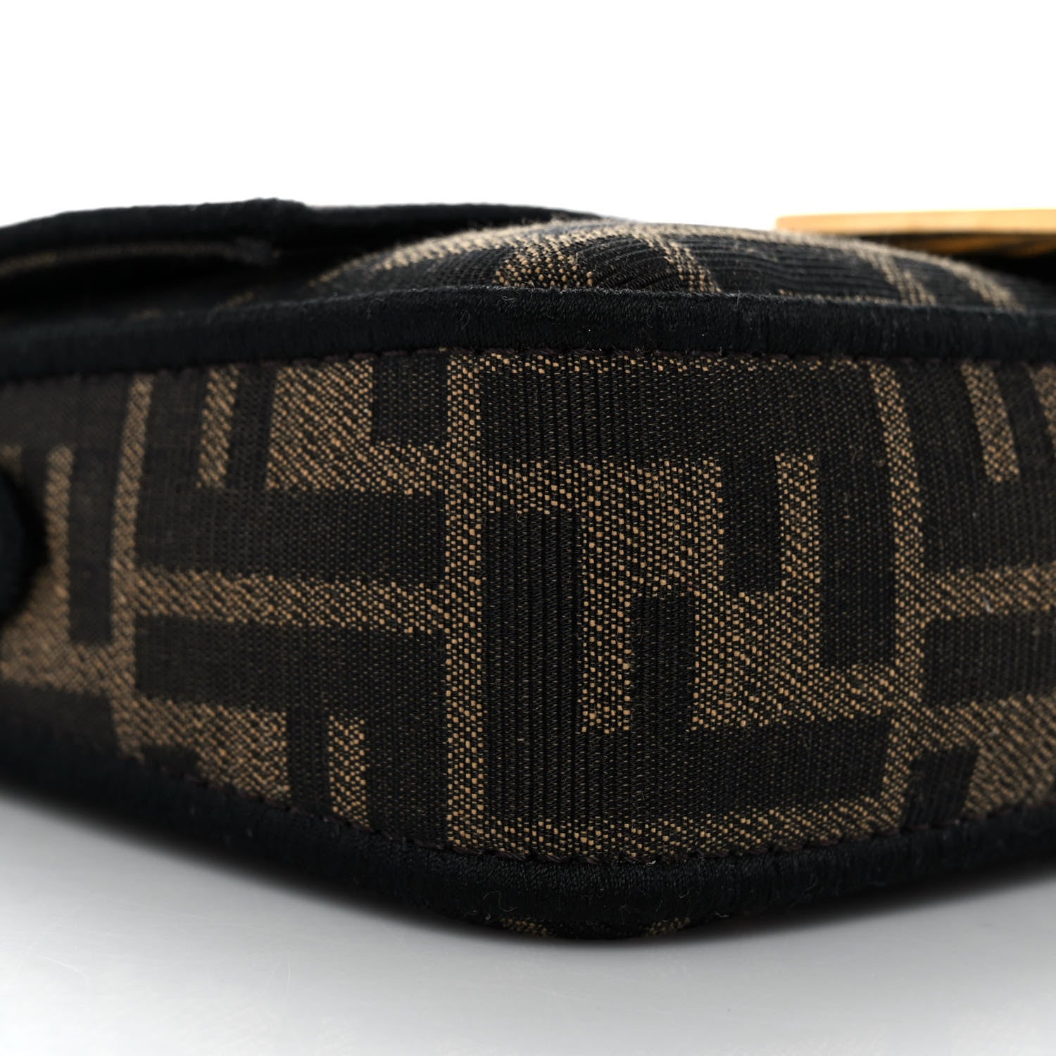 Fendi Fabric Jacquard FF 1974 Mini Baguette Tobacco Moro Black 7 of 9