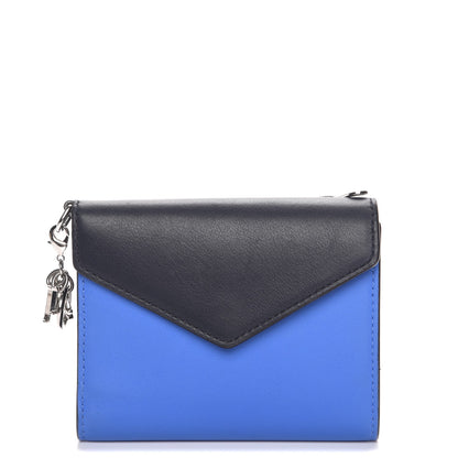 Christian Dior Bullcalf Diorissimo Medium Envelope Wallet Black Blue 1 of 7