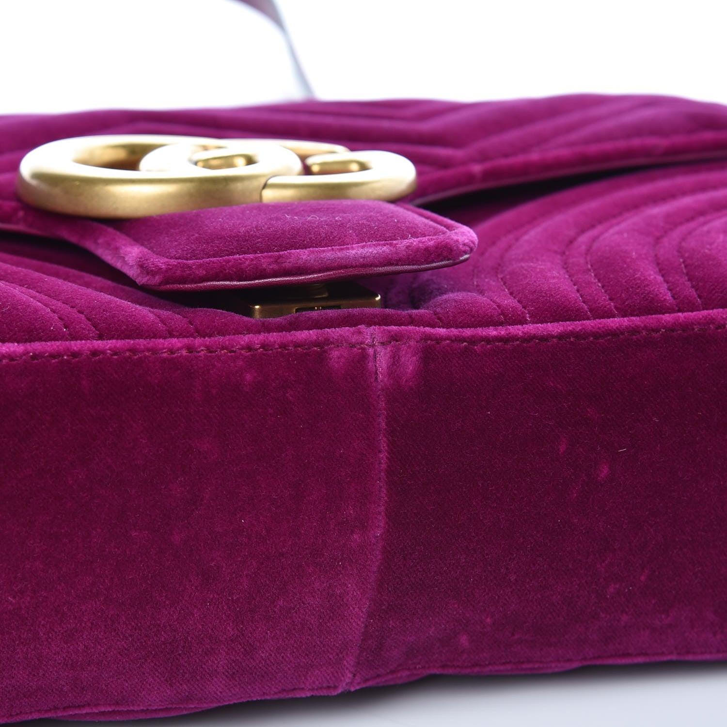 Gucci Velvet Matelasse Medium GG Marmont Shoulder Bag Fuchsia Violet Cyclamen 8 of 12