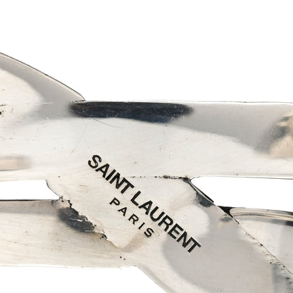 Saint Laurent Brass Monogram Textured Medium Cuff Bracelet Argent Oxyde 4 of 4