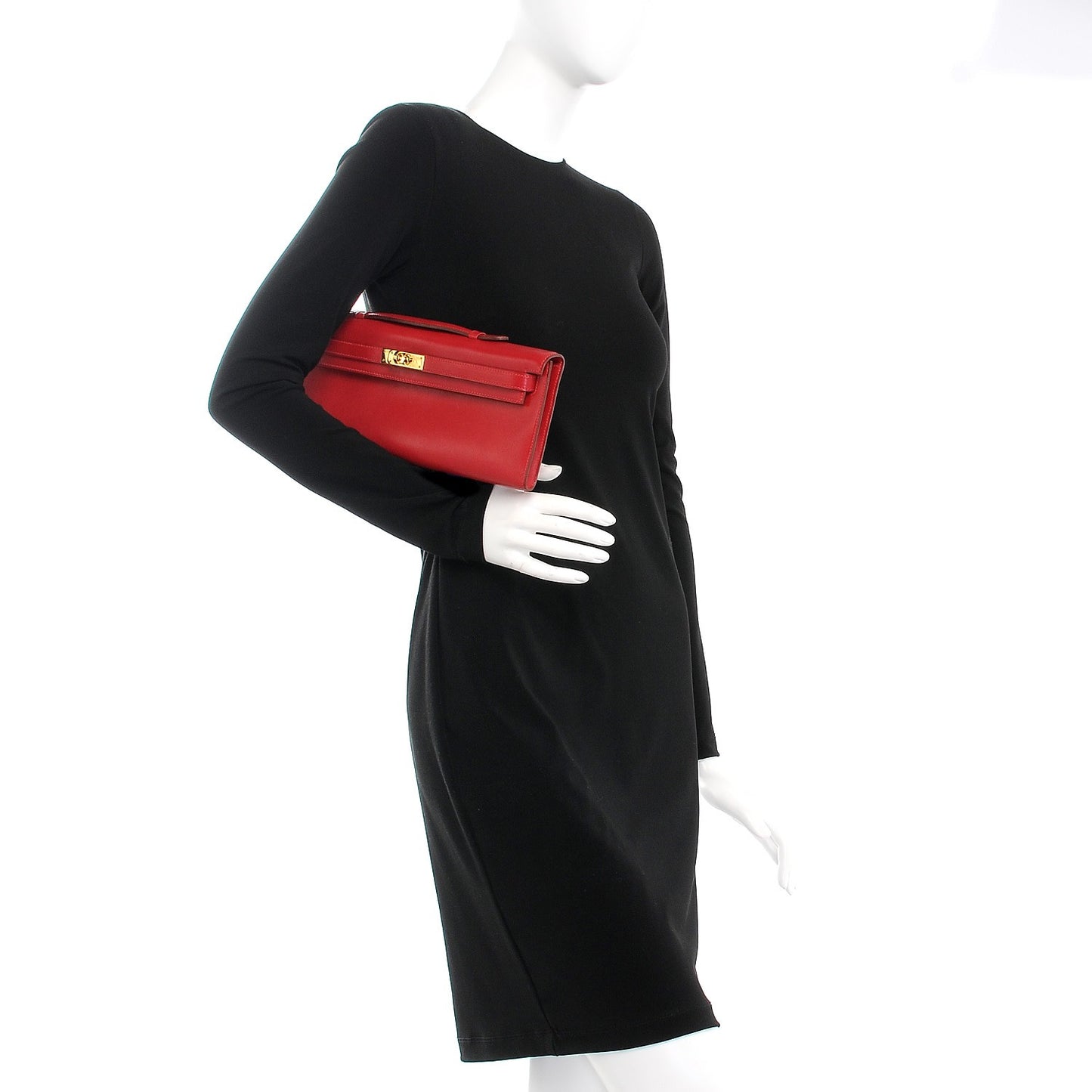 Tadelakt Kelly Cut Clutch Rouge Vif