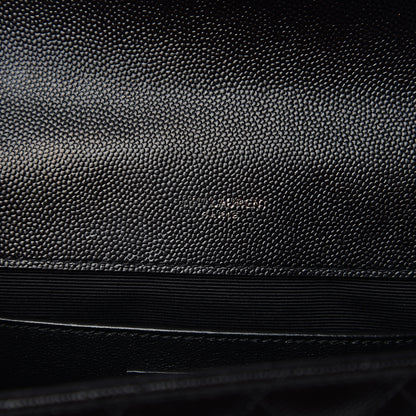 Saint Laurent Grain De Poudre Textured Mixed Matelasse Triquilt Medium Monogram Satchel Black 5 of 9